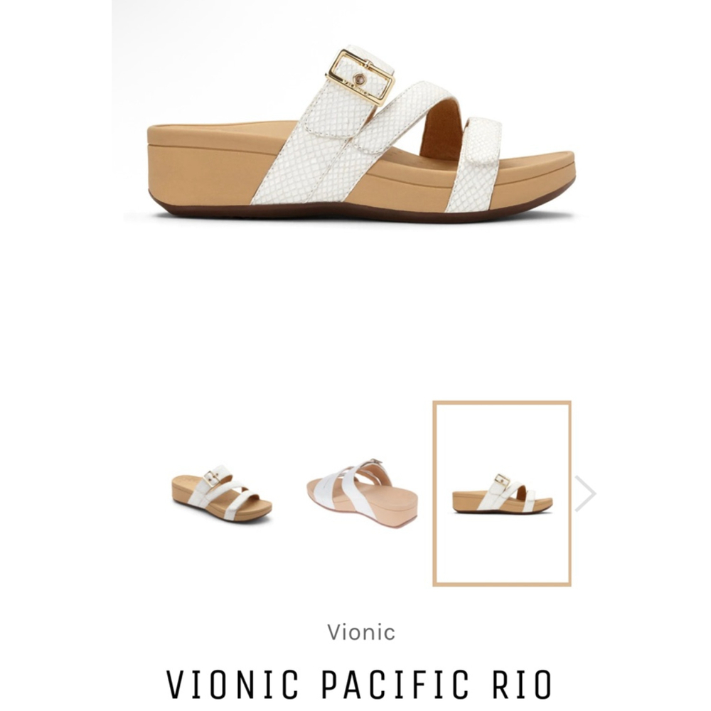 Vionic Pacific Rio Tan and White Sandals